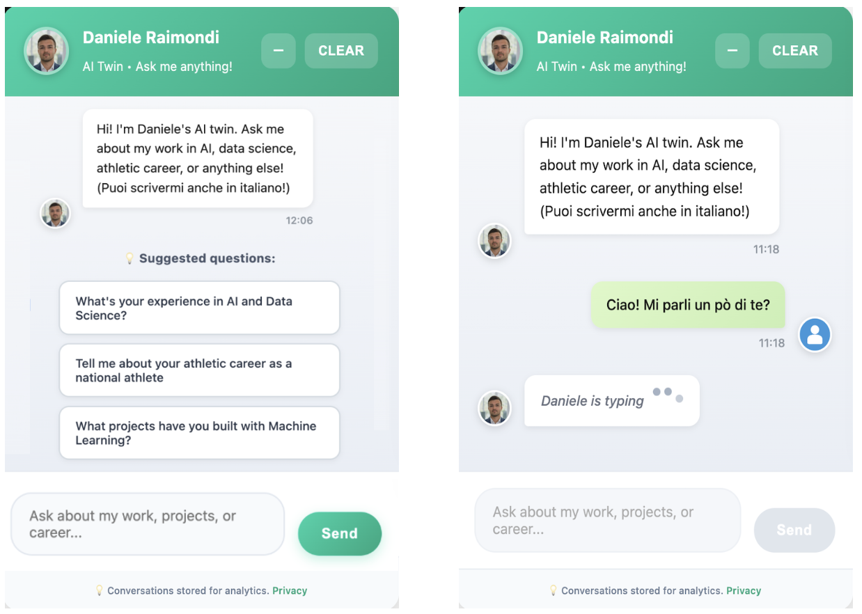AI Twin chatbot interface with conversational AI capabilities